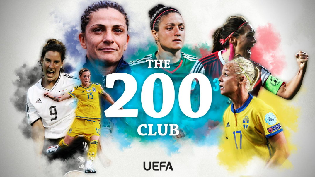 六名女足球星代表国家队出战超过200场